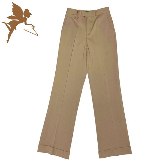 LAUREN RALPH LAUREN Classic Wide Leg Wool Trousers